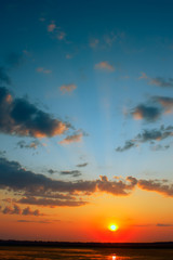 Beautiful sunset over the water