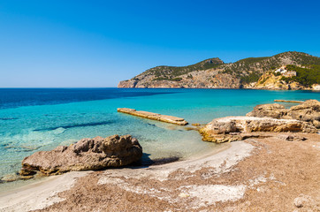 Fototapeta na wymiar View of beautiful beach in Camp de Mar, Majorca island, Spain