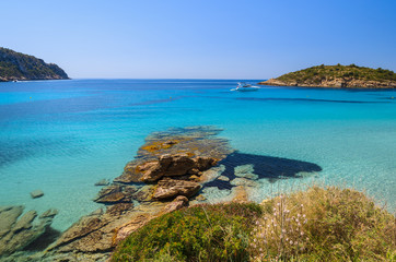 Fototapeta premium View of beautiful beach in Camp de Mar, Majorca island, Spain