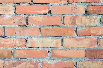 Background of red brick wall pattern texture.