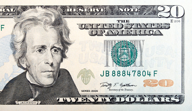 Twenty dollar bill – American money.