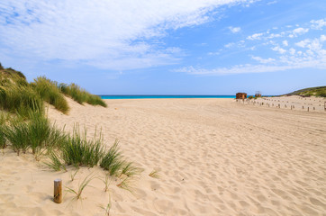 Sand dunes on Cala Sa Mesquida beach, Majorca island, Spain