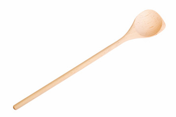 Wooden spoon isolated on white background.