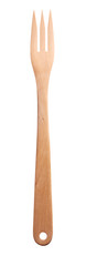 Wooden kitchen fork isolated on white background.