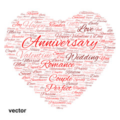 Vector conceptual Valentine heart word cloud
