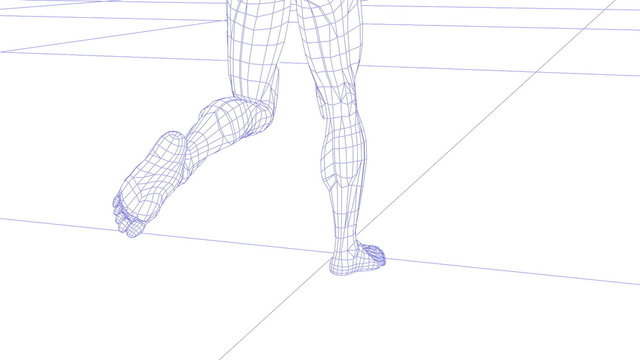 One wireman legs running rotating camera, loopable