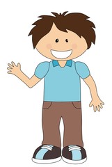 Smiling cartoon boy isolated on white