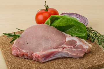Raw pork steak