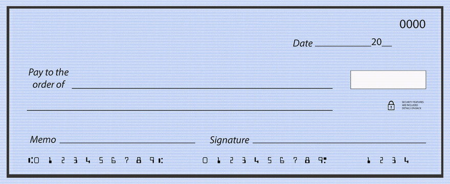 Blank check with false numbers