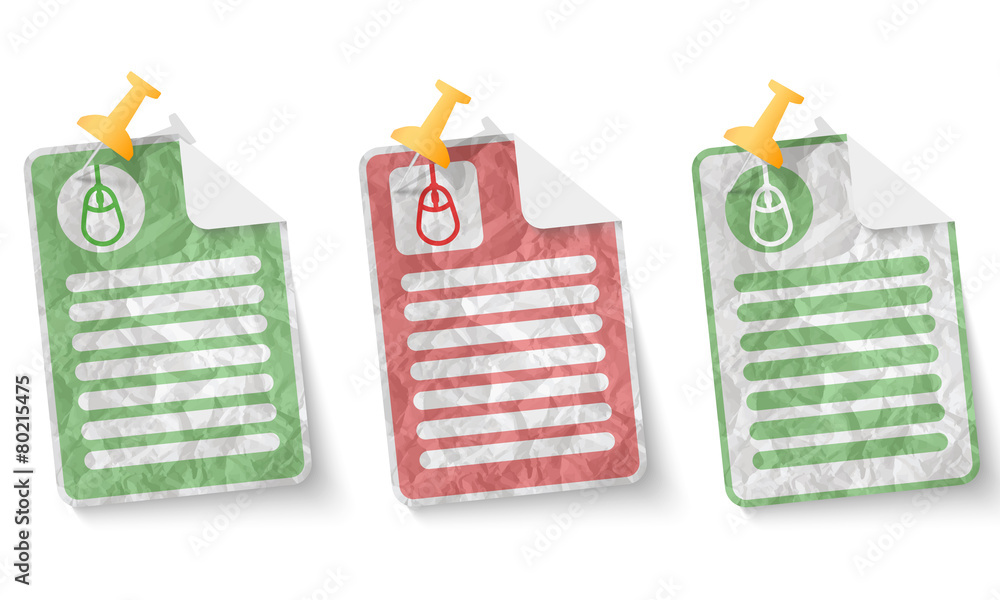 Poster document with crumpled paper and mouse symbol