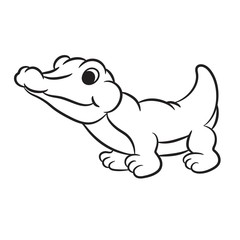 Outlined crocodile vector illustration. Isolated on white.