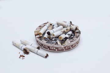 Many cigarettes in an ashtray