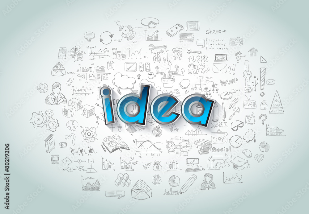 Aufkleber idea concept layout for brainstorming and infographic background