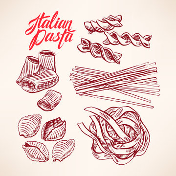 set with sketch pasta
