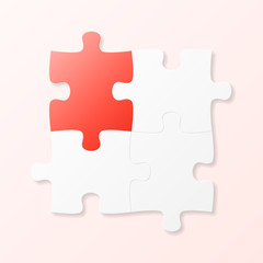 Puzzle pieces on the neutral background. Vector illustration