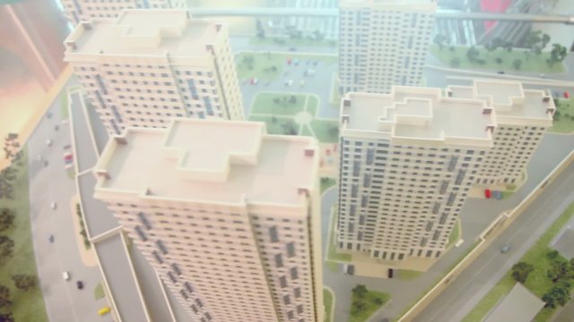 Diorama of dwelling complex at Elk Island in Moscow