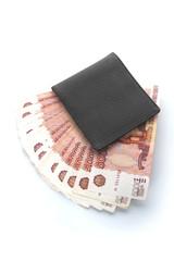 Russian ruble in the purse..