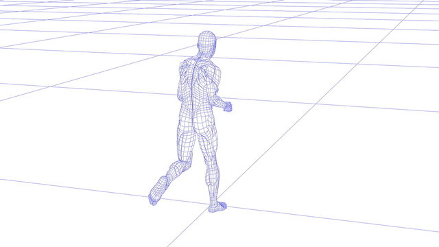 One wireman running rotating camera side view, loopable