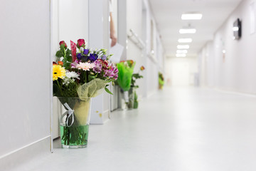 maternity hall way filled with flowers for the new mothers