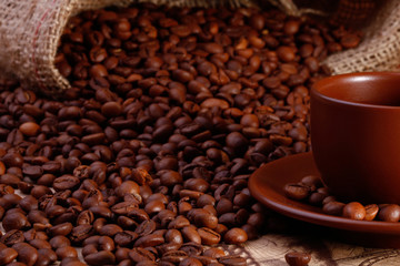 Coffe cup and beans