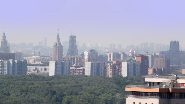panorama of cityscape of Moscow with high apartment buildings