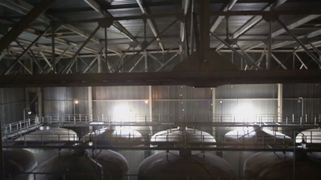 Big cisterns for beer in large premises at Ochakovo factory