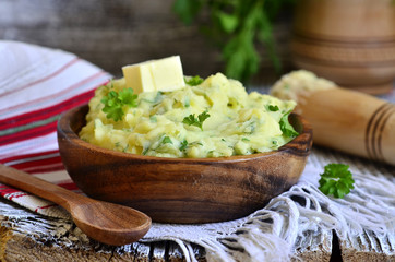 Potato puree with herb.