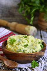 Potato puree with herb.