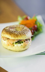 smoked salmon and cream cheese bagel
