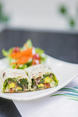 grilled vegetable and salad wrap