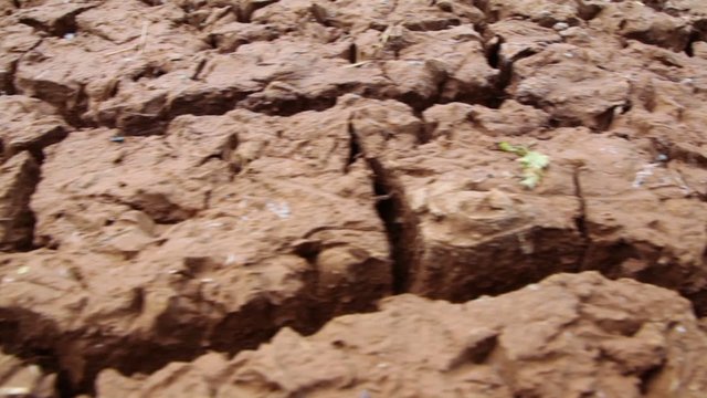 surface of flaw clay, view from above in motion
