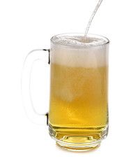 Beer glass with a handle with white on background