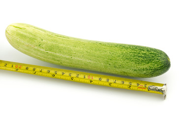 Long cucumber and measuring tape