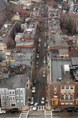 Overhead view of a street in Charlestown