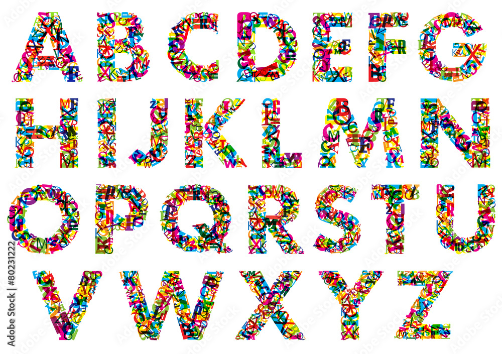 Sticker Colorful upper case alphabet letters