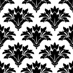 Black arabesque floral seamless pattern