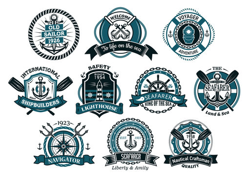 Creative seafarers or nautical logos and banners