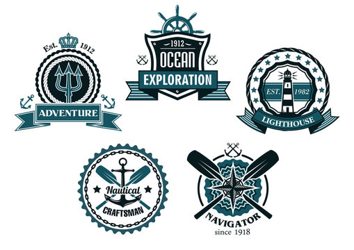 Nautical and marine emblems or icons
