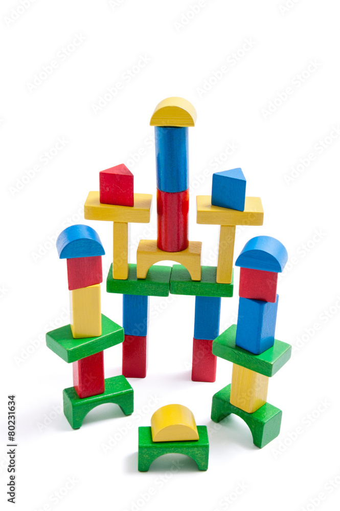Wall mural stack of toy wooden blocks