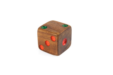 Woodend dice isolate on white