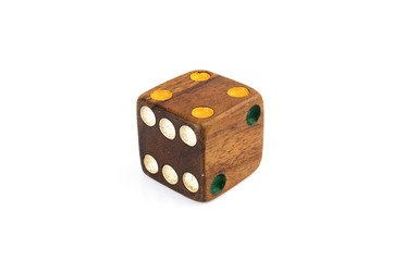 Woodend dice isolate on white