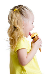side of kid eating ice cream
