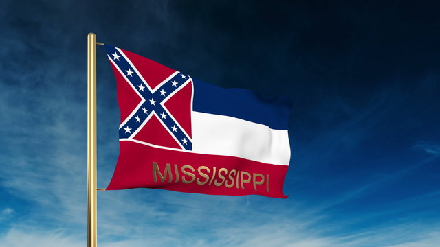mississippi flag slider style with title. Waving in the wind