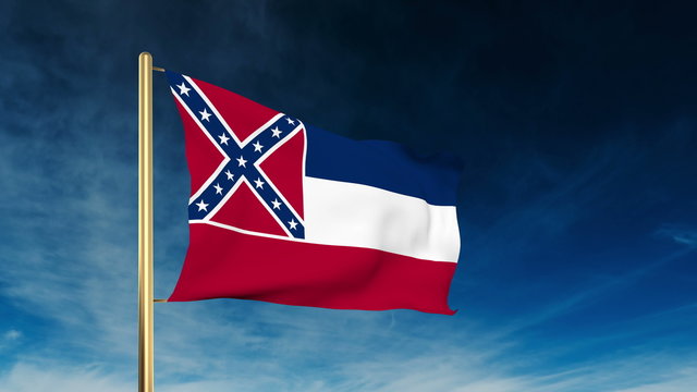 mississippi flag slider style. Waving in the win with cloud