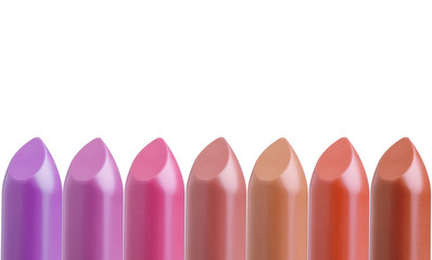 palette of colorful lipsticks in line assortment isolated