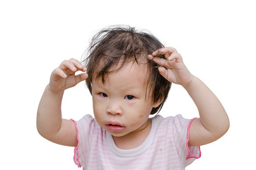 Dirty little asian girl over white background