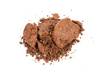 A pile of spent or used coffee grounds