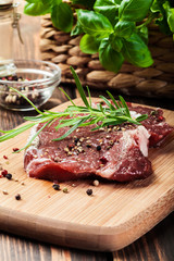 Raw beef steak