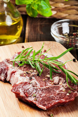 Raw beef steak