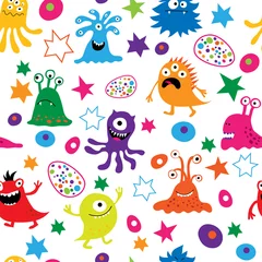 Printed roller blinds Monsters Seamless bright template of alien monsters